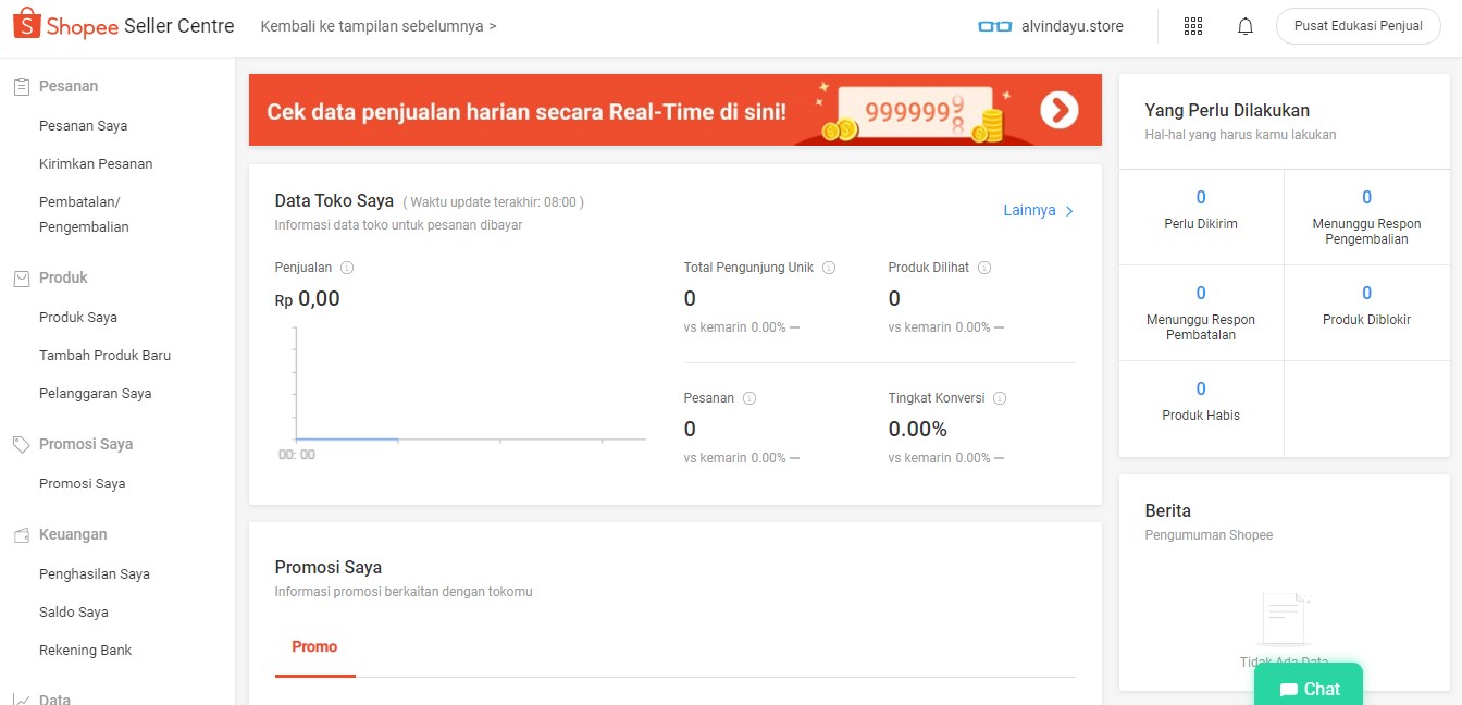 mengenal tampilan awal shopee seller center